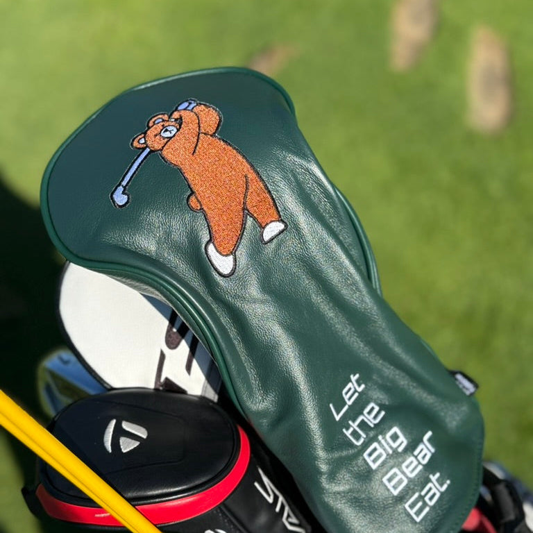 Brown Bear Leather Driver Headcover in golf bag