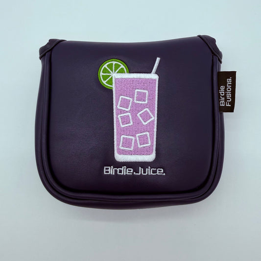 Birdie Juice Mallet Putter Headcover front view showing cocktail embroidery