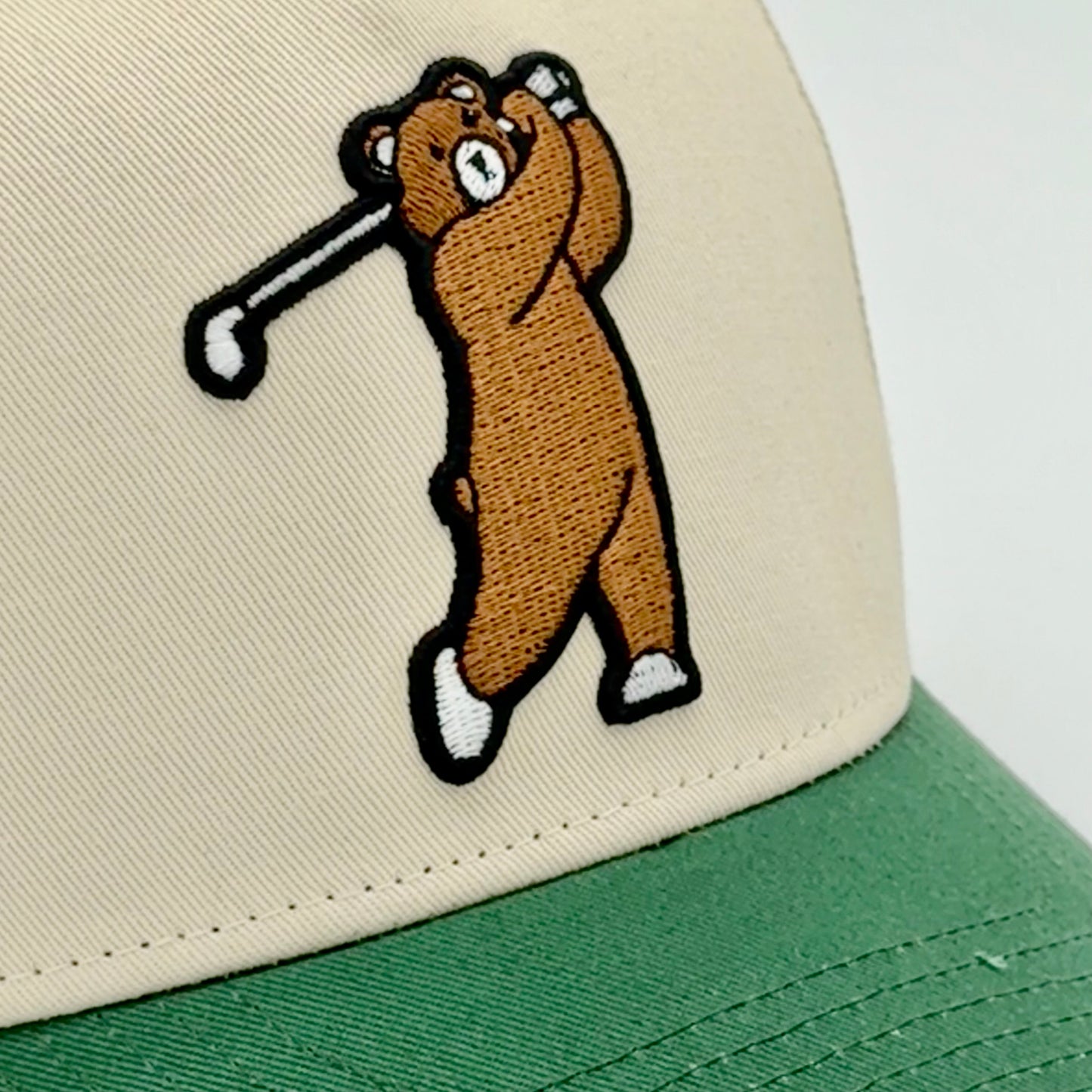 Lifestyle 3D Brown Bear Hat - side profile showing relaxed fit and brim